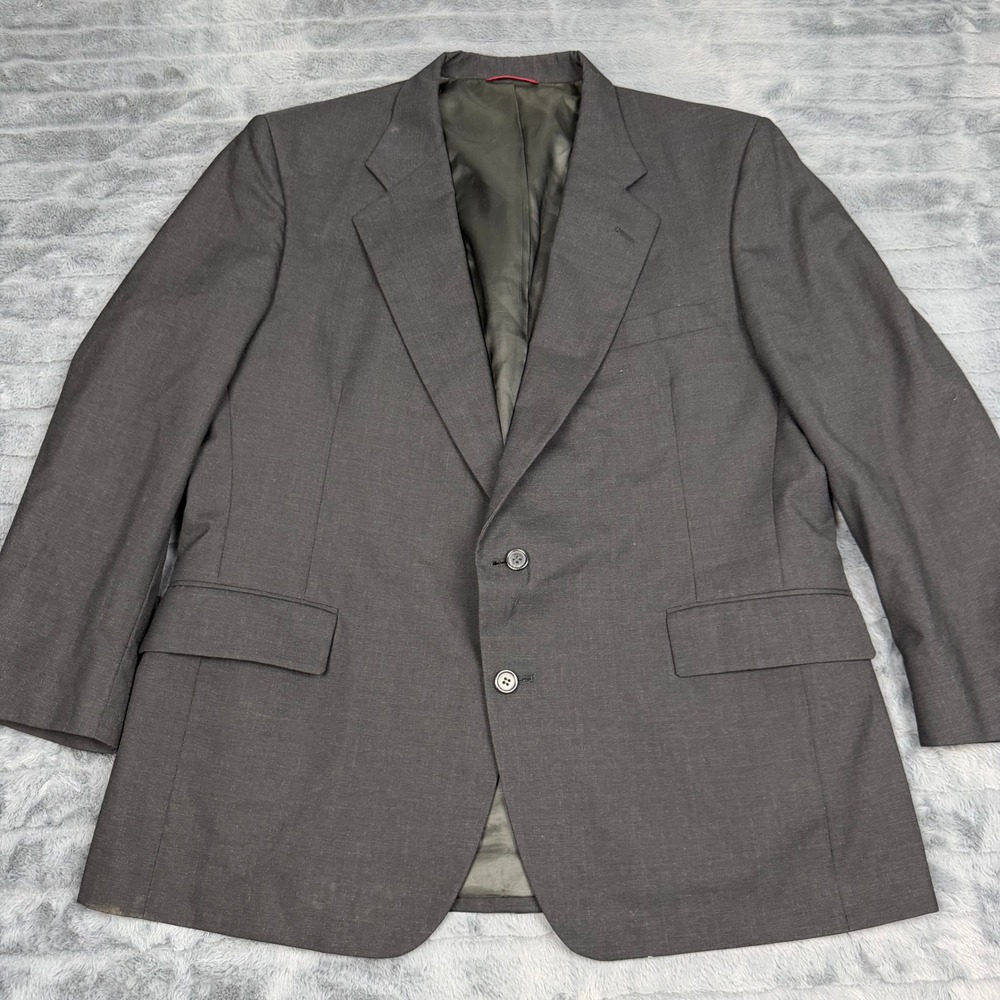 Jos. A. Bank Mens 46R Blazer Charcoal Gray 100% Wool 2 Button Sport Coat USA